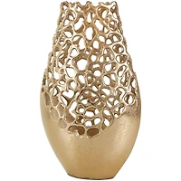 15" Gold Aluminum Vase with Freeform Open Lattice