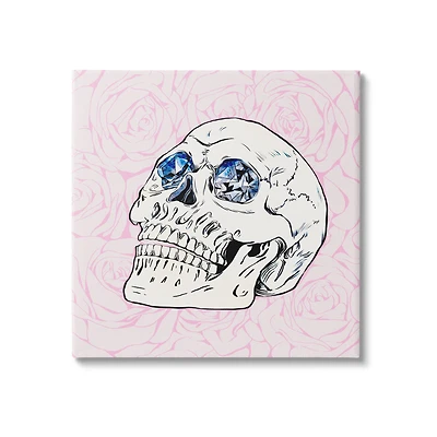 Stupell Industries Pink Roses Crystal Eyes Skull Canvas Wall Art