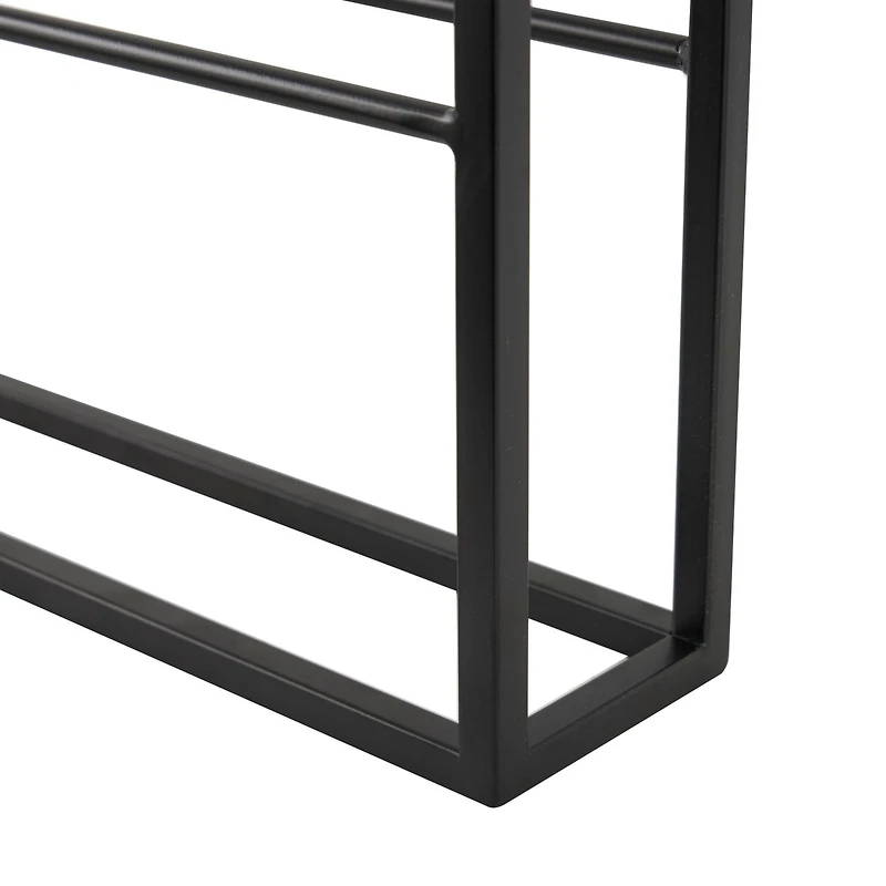 Black Metal Minimalistic 8 Bottle Wall Wine Rack with Open Style Frame