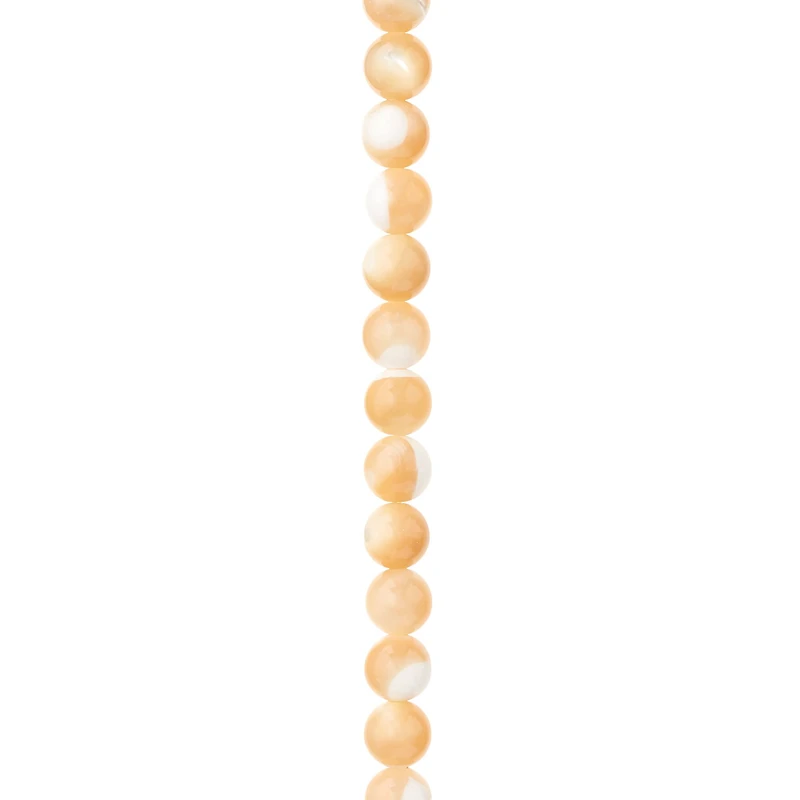Natural Amber Mother of Pearl Round Beads, 6mm by Bead Landing™