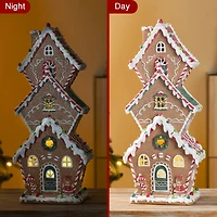 Glitzhome® 18.5" Lighted Resin Christmas Gingerbread House Table Decor