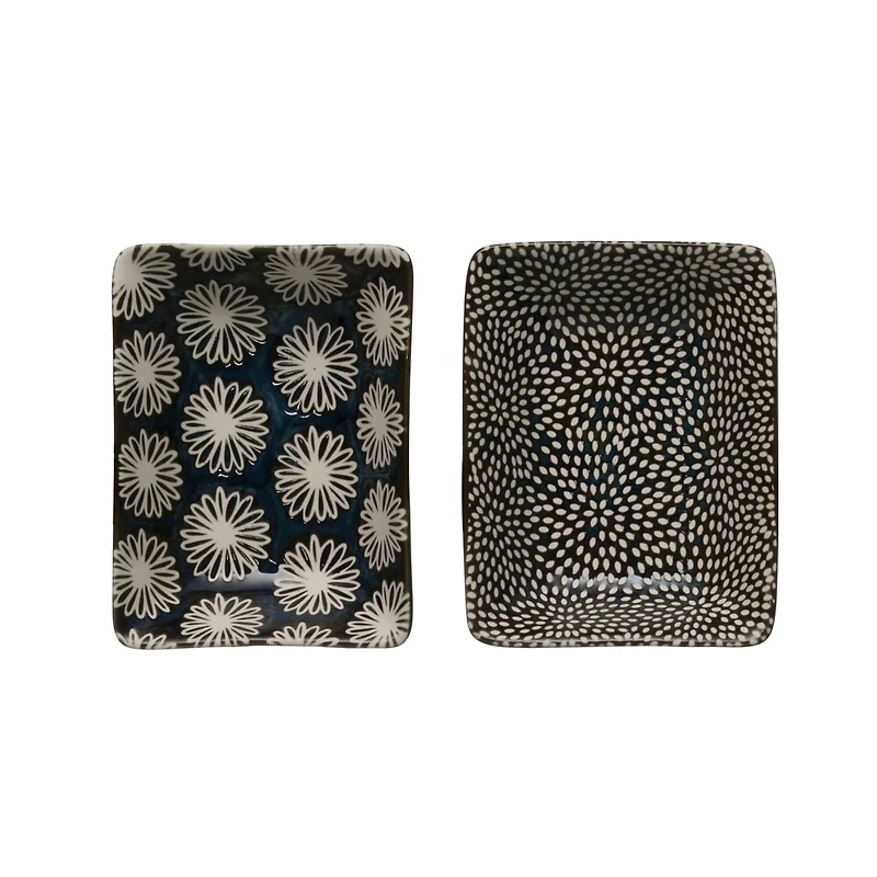 Hello Honey® 3.75" Blue & White Rectangle Stoneware Dish Set