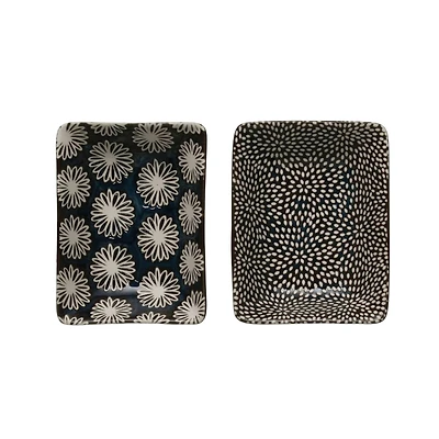 Hello Honey® 3.75" Blue & White Rectangle Stoneware Dish Set