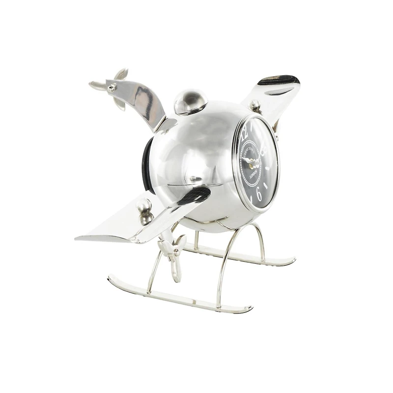 19" Silver Stainless Steel Decorative Airplane Clock