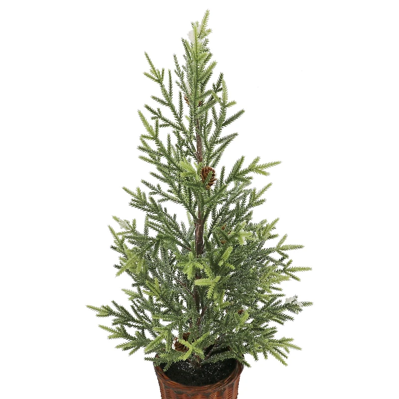 22" Unlit Snowy Pine & Pinecone Artificial Christmas Tree in Basket by Ashland®