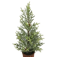 22" Unlit Snowy Pine & Pinecone Artificial Christmas Tree in Basket by Ashland®