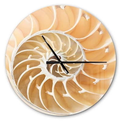 Designart 'Brown Nautilus Shell Pattern Modern Wall Clock