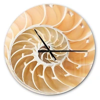 Designart 'Brown Nautilus Shell Pattern Modern Wall Clock