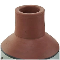 Orange Ceramic Floral Vase Set with 3 Different Patterns & Shapes