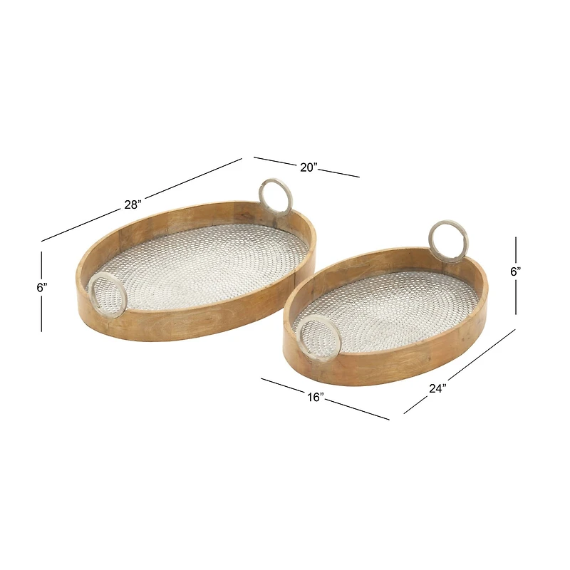 Brown Mango Wood Traditional Tray Set