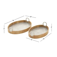 Brown Mango Wood Traditional Tray Set