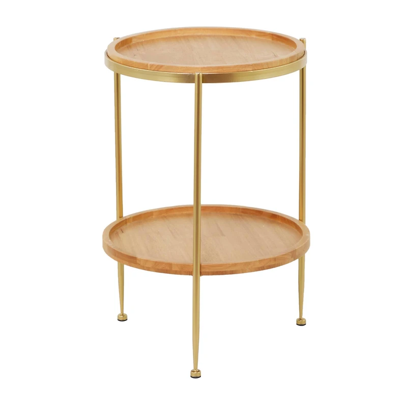 25" Brown Metal Contemporary Accent Table