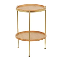 25" Brown Metal Contemporary Accent Table