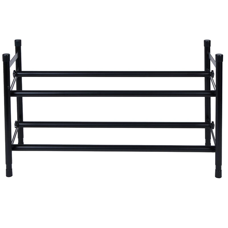 Organize It All Black 25" 2 Tier Expandable Shoe Rack