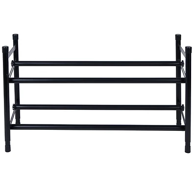 Organize It All Black 25" 2 Tier Expandable Shoe Rack