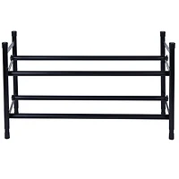 Organize It All Black 25" 2 Tier Expandable Shoe Rack