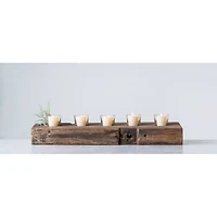 Hello Honey® 23'' Reclaimed Wood Holder with 5 Clear Glass Votives