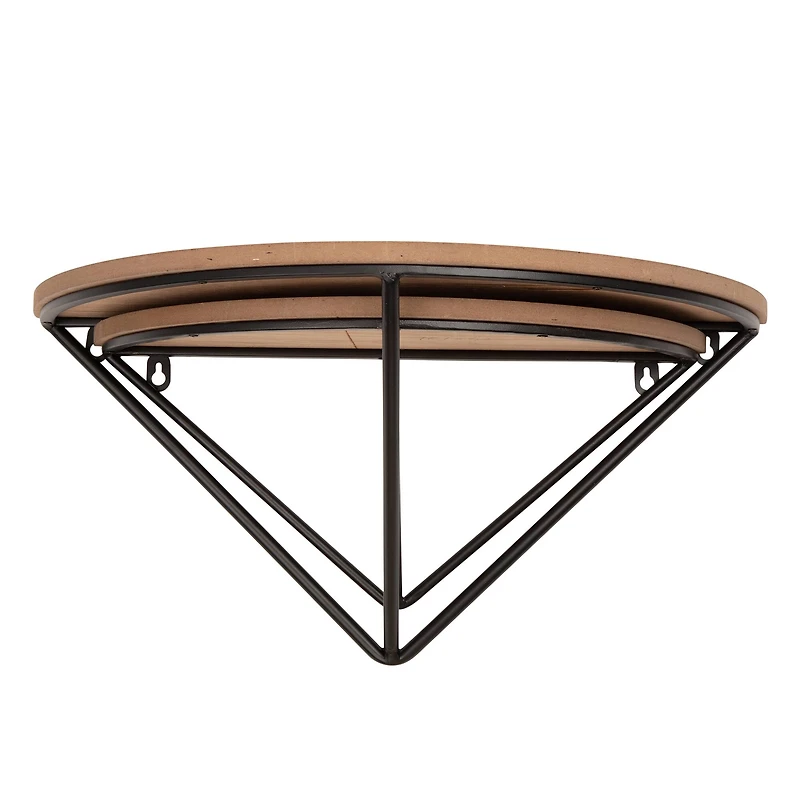 Glitzhome® Farmhouse Metal & Wooden Triangle Floating Shelf Set