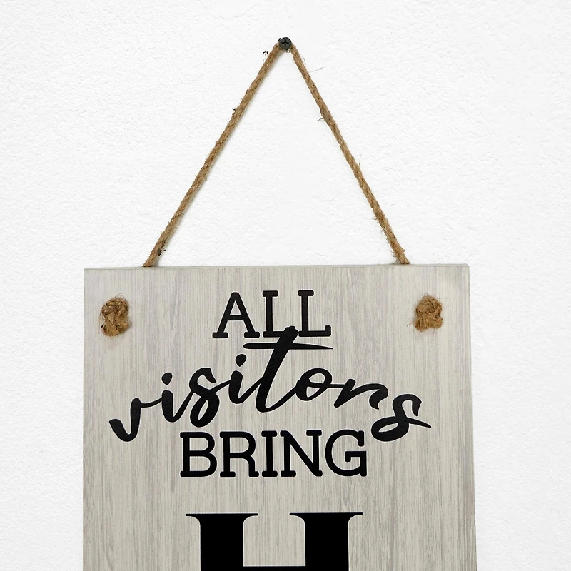 American Art Décor™ 47.25" Already Disturbed & Happiness Double-Sided Hanging & Leaning Wall Sign