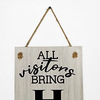 American Art Décor™ 47.25" Already Disturbed & Happiness Double-Sided Hanging & Leaning Wall Sign