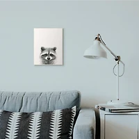 Stupell Industries Raccoon Portrait Grey Drawing Design Wood Wall Plaque