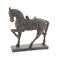 15" Brown Polystone Traditional Horse Sculpture