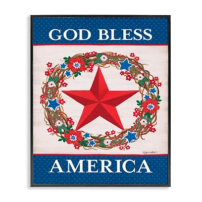Stupell Industries God Bless America Wreath Framed Giclee Art