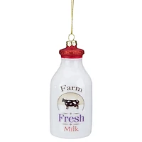 4.5" Farm Fresh Milk Glass Bottle Ornament
