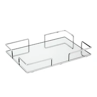 Home Details 15.75" Chrome Modern Square Mirror Vanity Tray