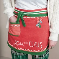 Hello Honey® Embroidered Kiss the Claus Half Apron with Pocket