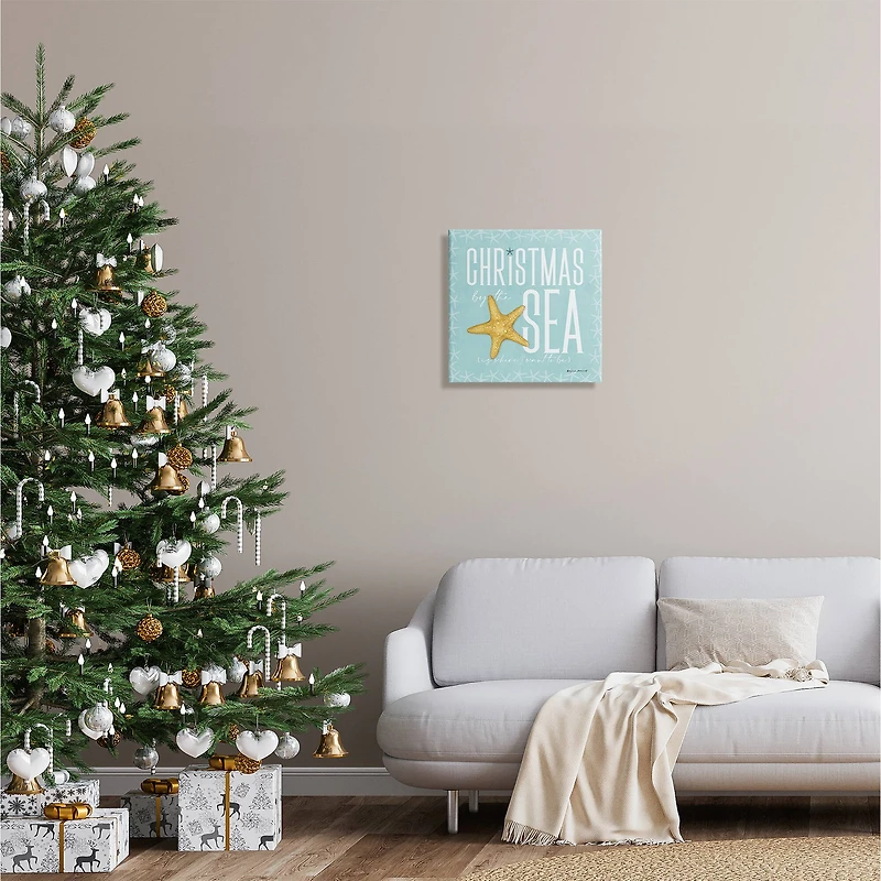 Stupell Industries Christmas By The Sea Turquoise Canvas Wall Art
