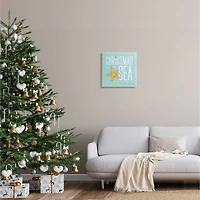 Stupell Industries Christmas By The Sea Turquoise Canvas Wall Art