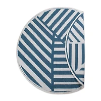 DII® Round Blue Geometric Outdoor Rug, 5ft.