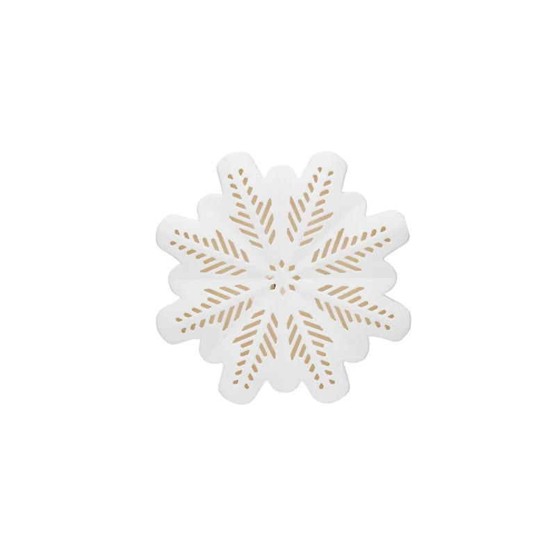 Hello Honey® 7.7" White LED Lighted Stoneware Bisque Snowflake Accent
