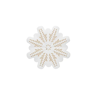 Hello Honey® 7.7" White LED Lighted Stoneware Bisque Snowflake Accent
