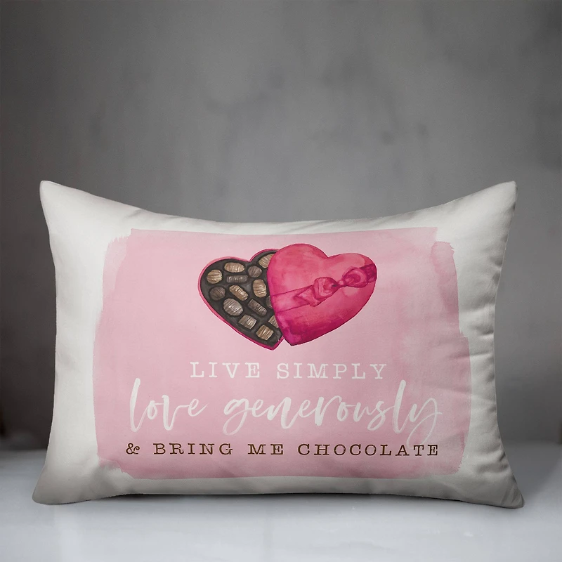 Live Simple Love Chocolate Throw Pillow