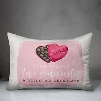 Live Simple Love Chocolate Throw Pillow