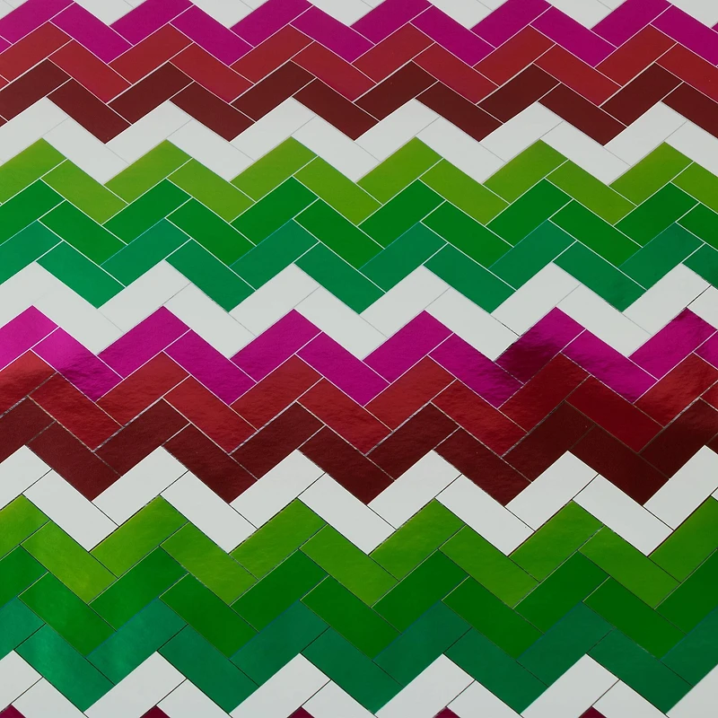 JAM Paper Red Foil Merry Christmas, Green Greetings & Green Red Stripe Gift Wrap Set