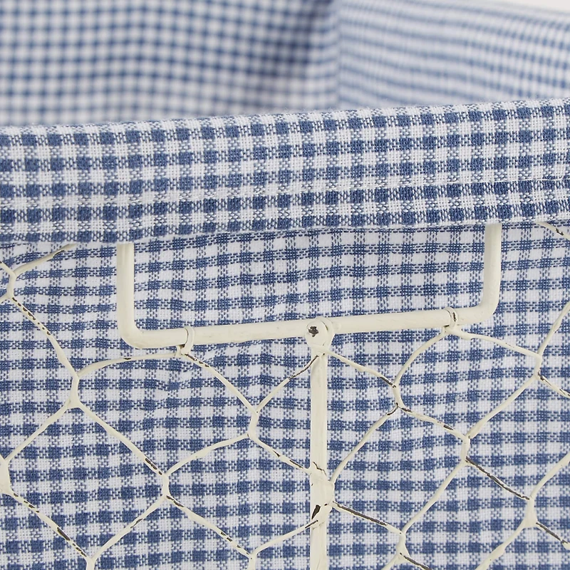 DII® Small Antique White Chicken Wire Baskets with French Blue Gingham Liners, 3ct.