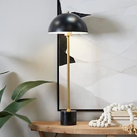 Black Metal Umbrella Style Desk Lamp with Marble Base 10" x 10" x 28
