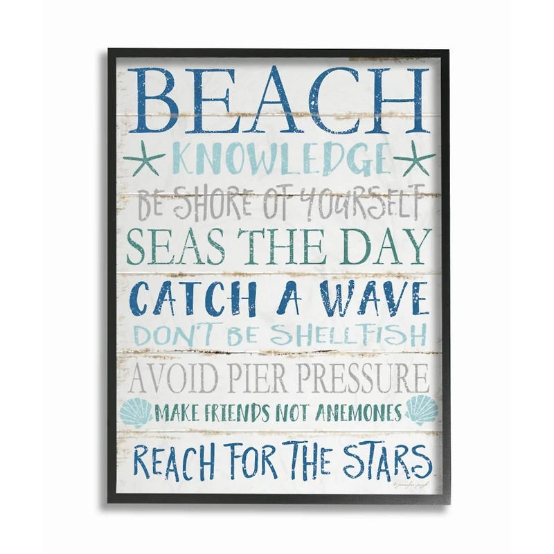 Stupell Industries Beach Knowledge Black Framed Wall Art