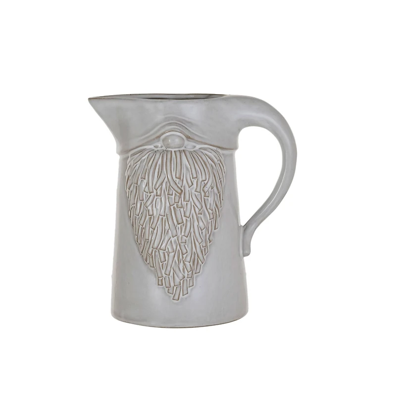 Hello Honey® 1qt. White Embossed Stoneware Gnome Shaped Pitcher in Reactive Glaze