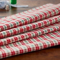 Feldman Red & Ivory Homespun Plaid Cotton Fabric