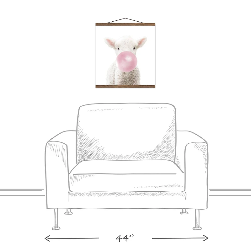 Baby Lamb 16" x 16" Teak Hanging Canvas