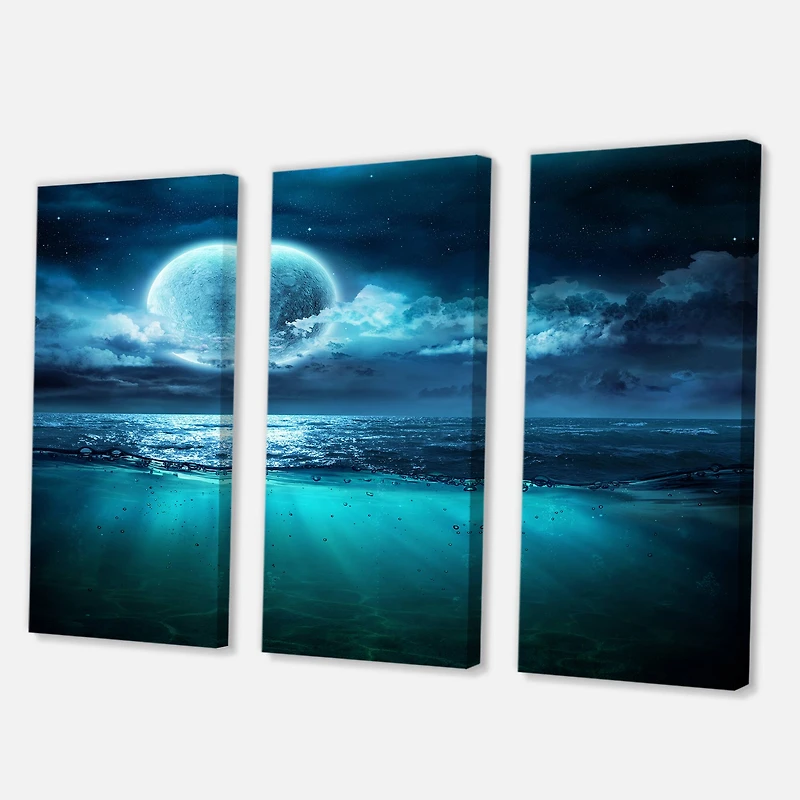 Designart - Romantic Moon Over Deep Blue Sea II