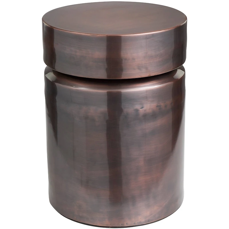 19" Copper Metal Drum Accent Table