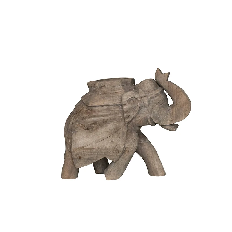 Hello Honey® 7" Sandwash Finish Mango Wood Elephant Figurine