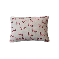 Hello Honey® 24" x 16" Red & Natural Ho Ho Ho Woven Cotton Slub Lumbar Pillow
