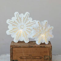 Hello Honey® 6" White LED Lighted Stoneware Bisque Snowflake Accent