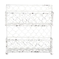 DII® 10" Antique White 2 Row Chicken Wire Spice Rack